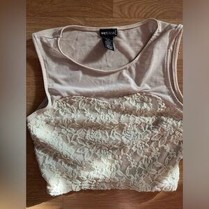 Mesh and crochet crop top